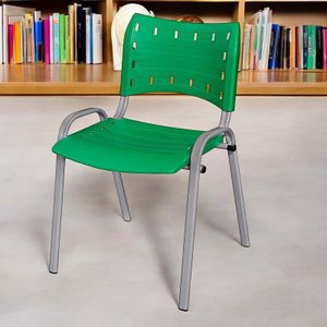 Cadeira Iso Base Cinza Escola, Escritório Verde