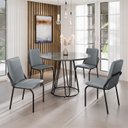 Ver imagem 1 de Conjunto Sala de Jantar Mesa Redonda 100cm Base Omega Tampo Mdf Laca com Vidro Malibu