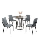 Ver imagem 2 de Conjunto Sala de Jantar Mesa Redonda 100cm Base Omega Tampo Mdf Laca com Vidro Malibu