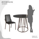 Ver imagem 5 de Conjunto Sala de Jantar Mesa Redonda 100cm Base Omega Tampo MDF Laca com Vidro Malibu Marrom/Preto