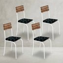 Ver imagem 3 de Kit 4 Cadeiras Atlanta Corino Preto Lirio e Rattan Carvalho Tubo Branco