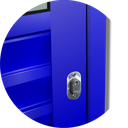 Ver imagem 2 de Porta de Correr Suspensa Meia Veneziana Meia Vidro Dir L.25 Azul 210x100 Brimak