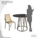 Ver imagem 5 de Conjunto Sala de Jantar Mesa Redonda 100cm Base Omega Tampo MDF Laca com Vidro Malibu Marrom/Creme