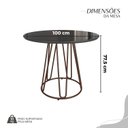 Ver imagem 3 de Conjunto Sala de Jantar Mesa Redonda 100cm Base Omega Tampo MDF Laca com Vidro Malibu Marrom/Creme