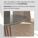 Ver mais imagens de Conjunto Sala de Jantar Mesa Redonda 100cm Base Omega Tampo MDF Laca com Vidro Malibu Marrom/Grafite