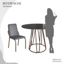 Ver imagem 5 de Conjunto Sala de Jantar Mesa Redonda 100cm Base Omega Tampo MDF Laca com Vidro Malibu Marrom/Grafite