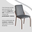 Ver imagem 7 de Conjunto Sala de Jantar Mesa Redonda 100cm Base Omega Tampo MDF Laca com Vidro Malibu Marrom/Grafite