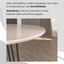 Ver mais imagens de Conjunto Sala de Jantar Mesa Redonda 100cm Base Omega Tampo MDF Laca com Vidro Malibu Preto/Marrom