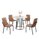 Ver imagem 2 de Conjunto Sala de Jantar Mesa Redonda 100cm Base Omega Tampo MDF Laca com Vidro Malibu Preto/Marrom