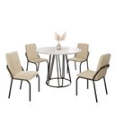 Ver imagem 2 de Conjunto Sala de Jantar Mesa Redonda 100cm Base Omega Tampo MDF Laca com Vidro Malibu Preto/Creme