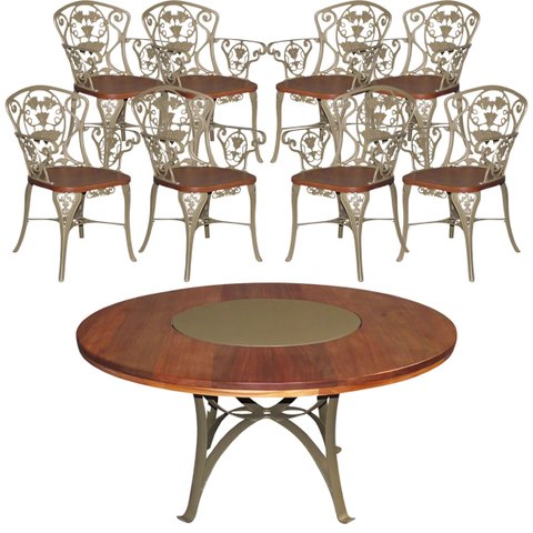 Conjunto de Mesa 1,60m Madeira Giratória 6 Cadeiras Malbec - Marrom