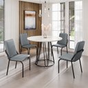 Ver imagem 1 de Conjunto Sala de Jantar Mesa Redonda 100cm Base Omega Tampo Mdf Laca com Vidro Malibu