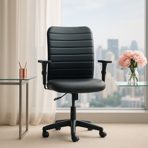 Cadeira Escritório Ergonômica Nr17 Office Executiva Giratória Rodízios Preta Costura Esteirinha