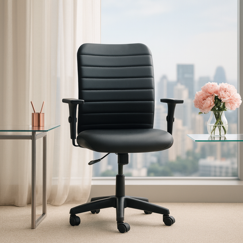 Cadeira Escritório Ergonômica Nr17 Office Executiva Giratória Rodízios Preta Costura Esteirinha