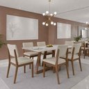 Ver imagem 1 de Conjunto de Jantar Mesa com Vidro Avena 6 Cadeiras New Ella - Linho Off White - Linked 02