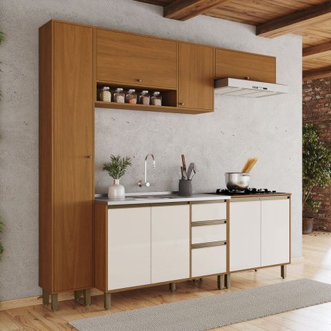 Cozinha Completa Venaly 9 Portas 2 Gavetas CEC287 Cinamomo/Off White - Henn