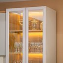 Ver imagem 5 de Cristaleira Led com Rodapé Allure Linea Brasil Mdf 70cm Jequitiba/gris Fosco