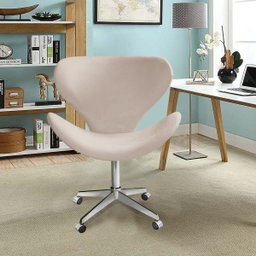 Poltrona Isis Giratória com Rodinhas Cadeira Decorativa Sala, Escritório, Home Office - Suede Bege C - 2