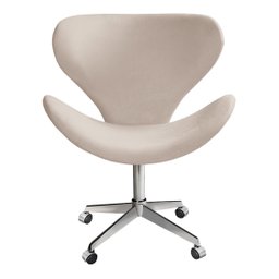 Poltrona Isis Giratória com Rodinhas Cadeira Decorativa Sala, Escritório, Home Office - Suede Bege C - 1