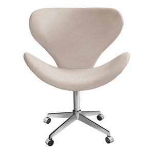 Poltrona Isis Giratória com Rodinhas Cadeira Decorativa Sala, Escritório, Home Office - Suede Bege C