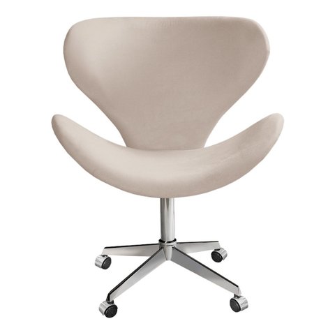 Poltrona Isis Giratória com Rodinhas Cadeira Decorativa Sala, Escritório, Home Office - Suede Bege C
