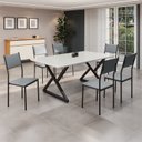 Ver imagem 1 de Conjunto Sala de Jantar Mesa 160x90cm Base Império Tampo Mdf Laca com Vidro Florença