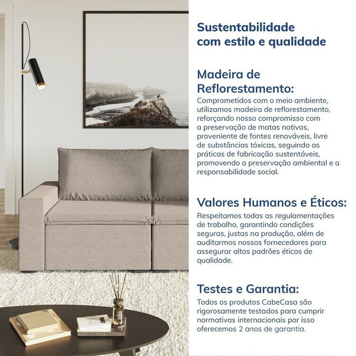 Sofá Modular 1 Módulo Direito 1 Módulo Central 1 Módulo Esquerdo Zen Cabecasa Madeiramadeira - 8