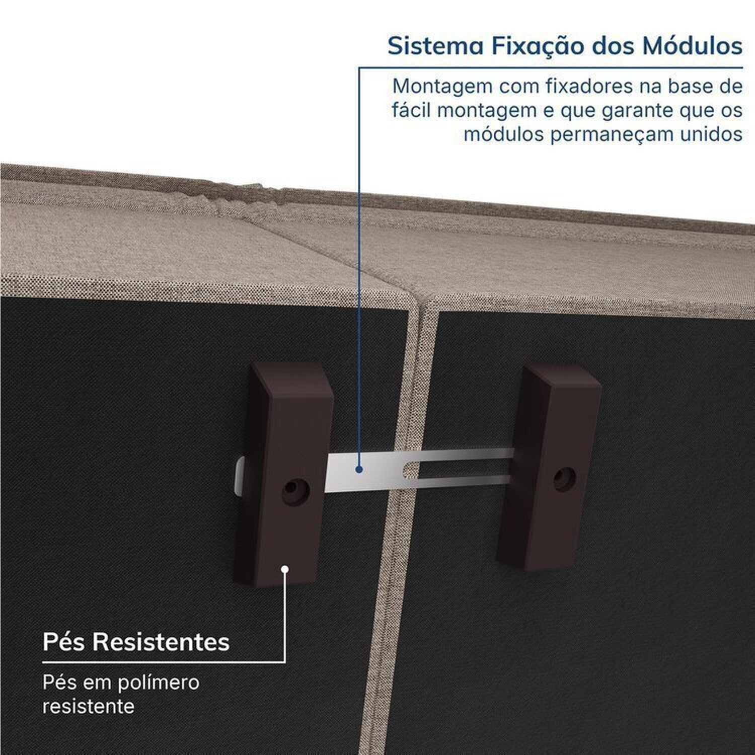 Sofá Modular 1 Módulo Direito 1 Módulo Central 1 Módulo Esquerdo Zen Cabecasa Madeiramadeira - 6