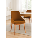 Ver imagem 1 de Kit 4 Cadeiras de Jantar Estofada Elisa Anatômica Veludo Terracota Base Madeira Maciça Mel