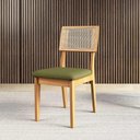 Ver imagem 1 de Cadeira de Jantar Dream em Tela Palha e Tecido Bouclé Mdf Cor:freijó com Verde