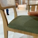Ver mais imagens de Cadeira de Jantar Dream em Tela Palha e Tecido Bouclé Mdf Cor:freijó com Verde