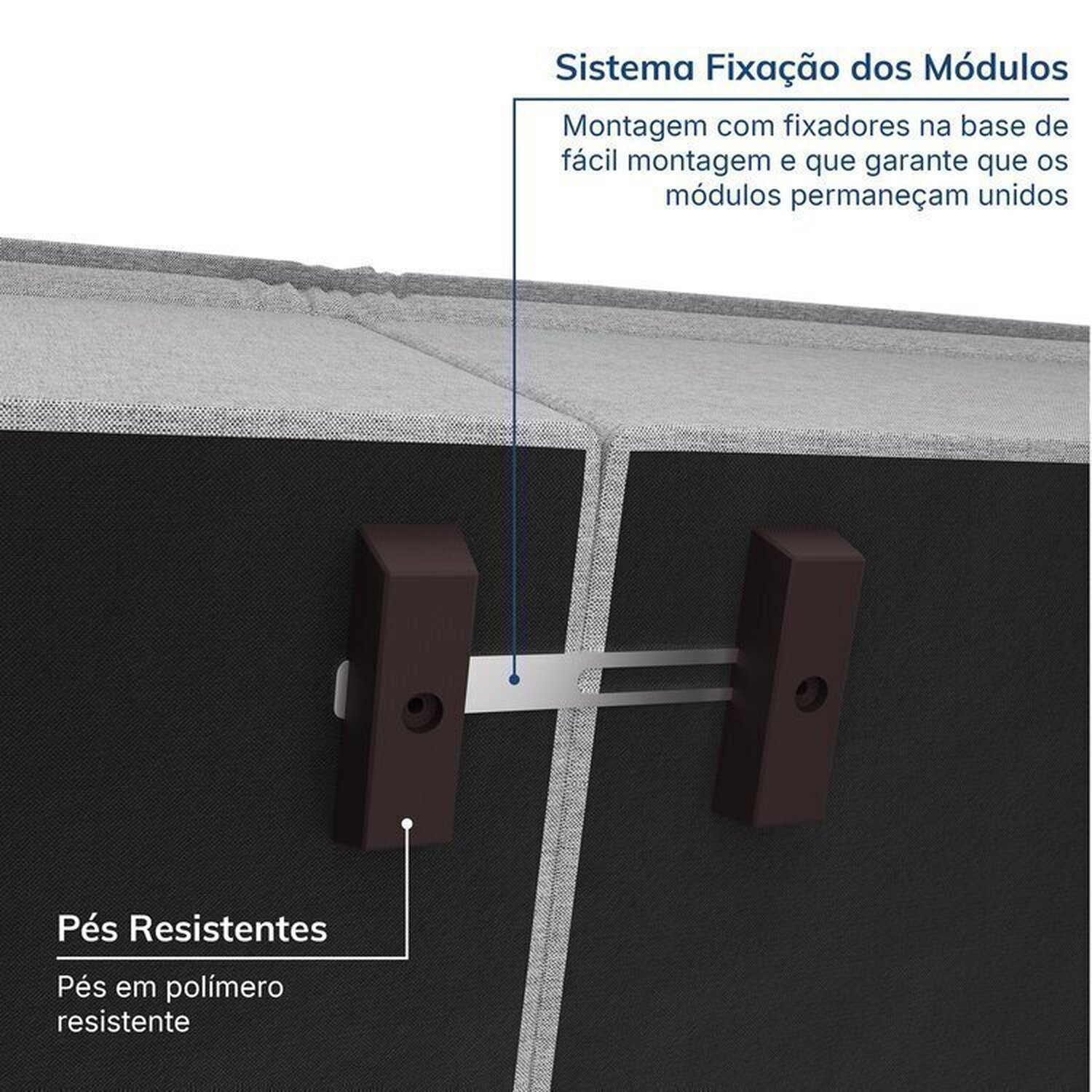 Sofá Modular 1 Módulo Direito 1 Módulo Central 1 Módulo Esquerdo Zen Cabecasa Madeiramadeira - 4