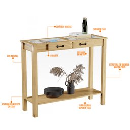 Aparador Sala de Estar New Rústico W02 Madeira Maciça Natural - Lyam Decor - 3