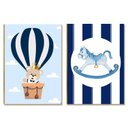 Ver imagem 1 de Placas MDF Infantil Ursinho Azul e Cavalinho Quarto Bebê A4