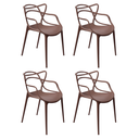 Ver imagem 1 de Kit 4 Cadeiras Alegra Marrom de Jantar Cozinha Área Externa Jardim Piscina