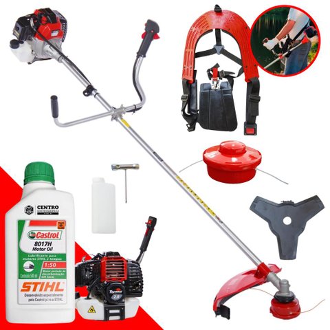 Roçadeira Cortador Aparador de Grama Á Gasolina Toyama Rt52l 52cc 2hp + Óleo Stihl 2t