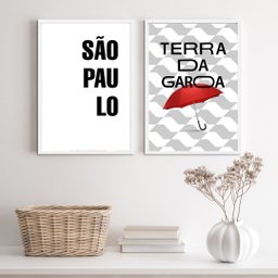 Kit 2 Quadros São Paulo Terra Da garoa 45x34cm - com Vidro:madeira Preta - 2