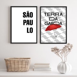 Kit 2 Quadros São Paulo Terra Da garoa 45x34cm - com Vidro:madeira Preta - 1