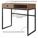 Ver imagem 3 de Escrivaninha Mesa de Computador 91cm Estilo Industrial M005