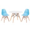 Kit Mesa Infantil Eames Branca 60cm + 2 Cadeiras Azul - 2