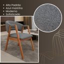 Ver imagem 4 de Combo 4 Poltronas Sala Jantar Estofadas Lithi Linho Basalto Conforto e Elegância