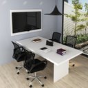 Ver imagem 1 de Kit com Mesa para Reunião 4 Lugares e Painel para TV até 55 Polegadas Branco