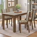 Ver imagem 1 de Conjunto Sala de Jantar Alva Mesa Tampo de Madeira 4 Cadeiras Rustic/Crema/Lírio Bege Madesa