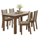 Ver imagem 3 de Conjunto Sala de Jantar Alva Mesa Tampo de Madeira 4 Cadeiras Rustic/Crema/Lírio Bege Madesa