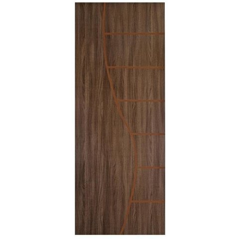 Kit com 2 Folhas de Porta Madeira Decorada 210x70cm Espessura 3,5cm Cantareira MGM Marrom/Carvalho Q