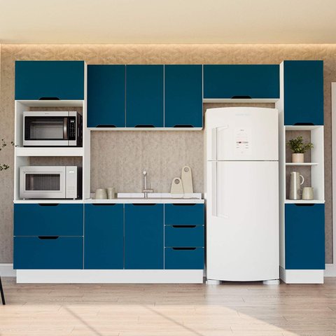 Armário de Cozinha Modulada Completa 5 Peças 310cm sem Tampo 250062 Meena Politorno Móveis