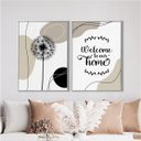 Ver imagem 2 de Kit 2 Quadros Welcome To Our Home 24x18cm - com vidro:Madeira branca