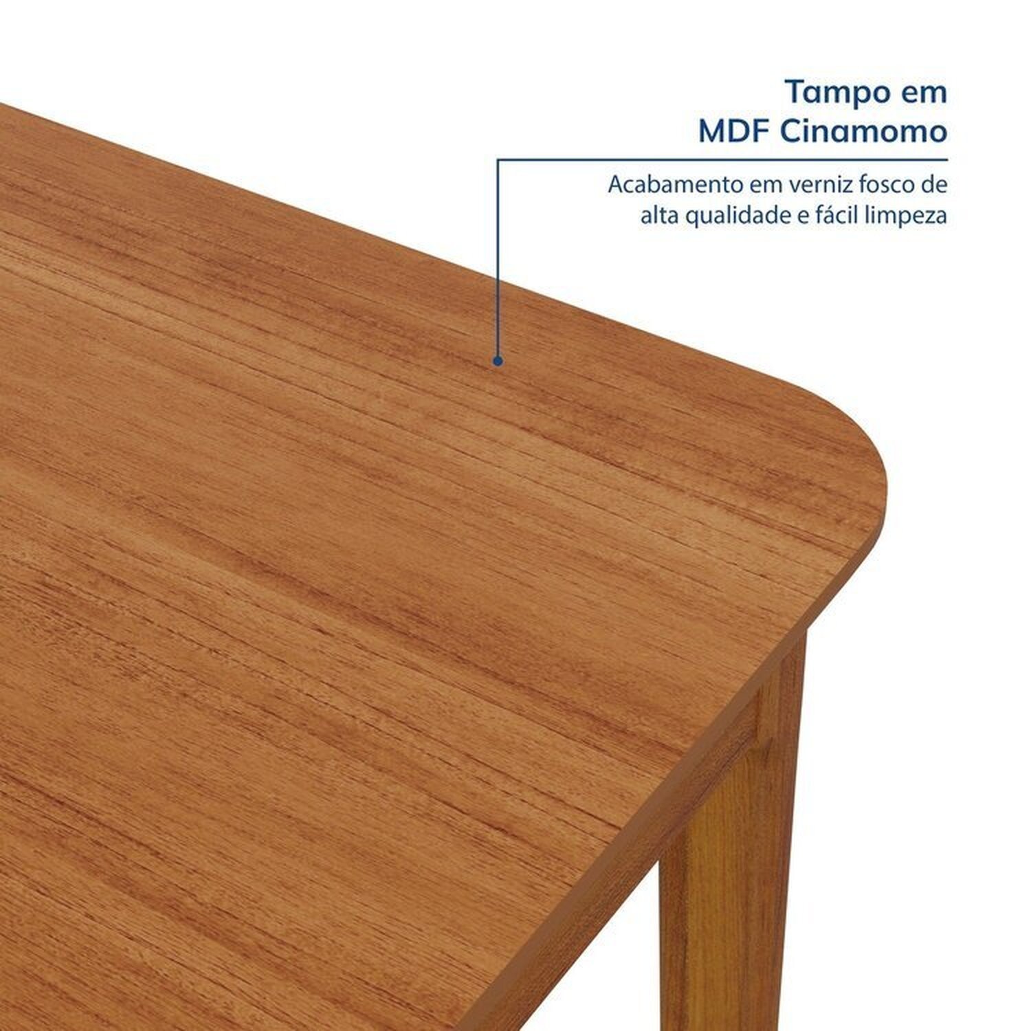 Conjunto Sala de Jantar 1 Mesa 130cm 4 Cadeiras Estofadas Miriti Cabecasa madeiramadeira - 7