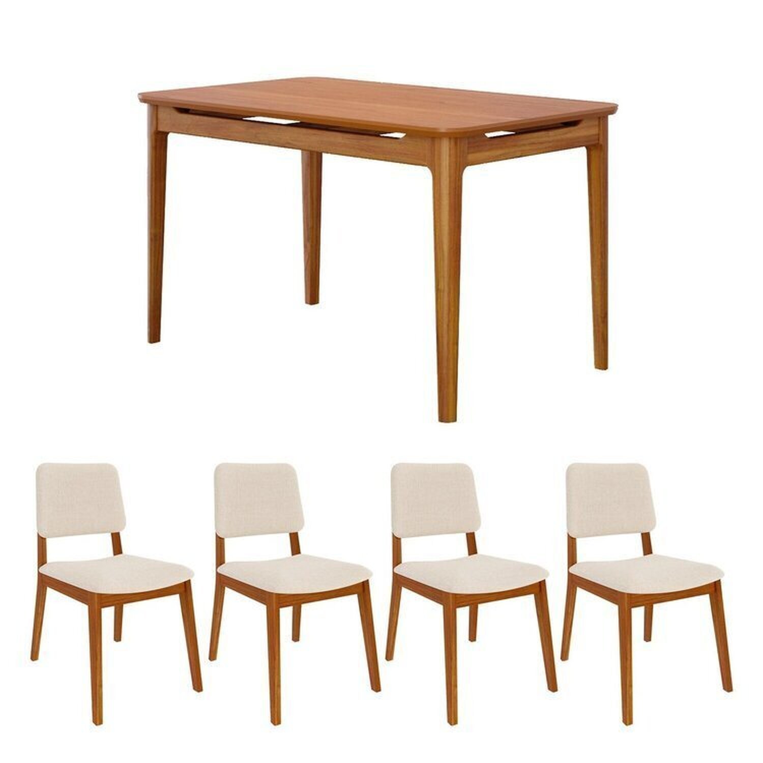 Conjunto Sala de Jantar 1 Mesa 130cm 4 Cadeiras Estofadas Miriti Cabecasa madeiramadeira - 10