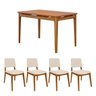 Conjunto Sala de Jantar 1 Mesa 130cm 4 Cadeiras Estofadas Miriti CabeCasa MadeiraOriginals - 10